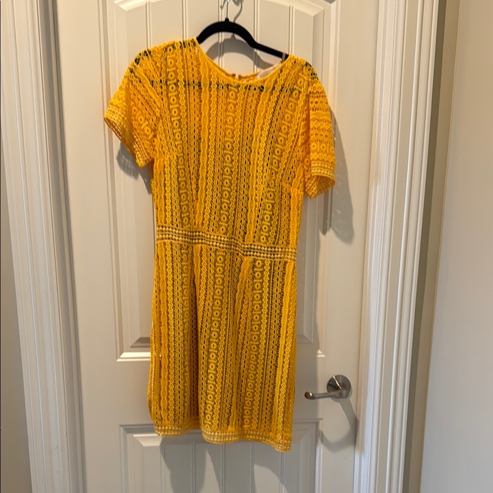 Michael Kors Yellow Lace Mini Dress